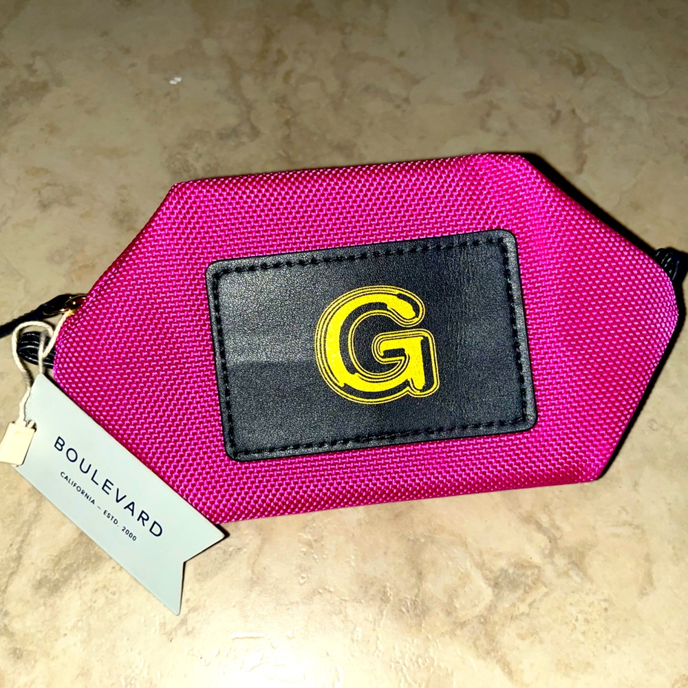 NWT Boulevard: “G” Initial Pink Pouch, Brand New